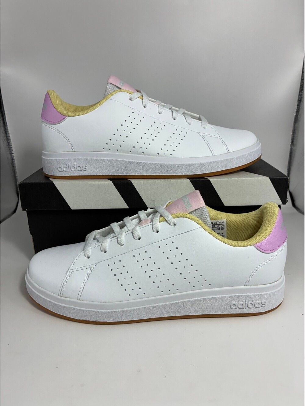 Size 5y/6.5w - Adidas Kids Advantage Base 2.0 Cloud White Bliss Lilac